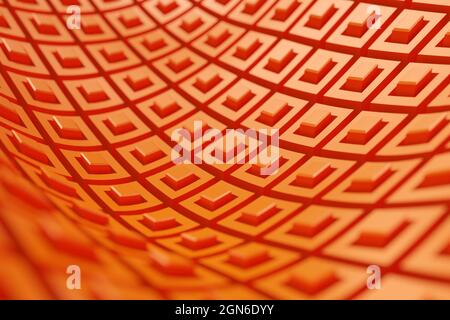 3d illustration of a stereo strip of different colors. Geometric stripes similar to waves. Abstract  orange   square crossing lines pattern Stock Photo