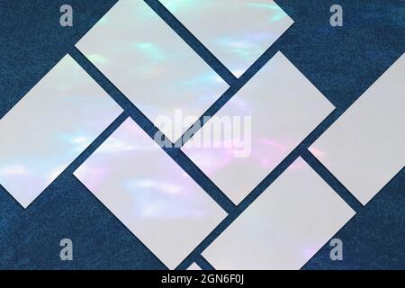 Empty white rectangle poster mockups with diagonal shadow Stock Photo
