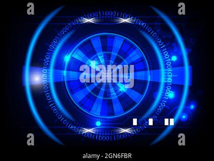 graphics design circle style cog glow abstract background blue color tone concept technology futuristic vector illustration Stock Vector
