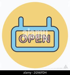 Icon Open - Color Mate Style - Simple illustration, Editable stroke, Design template vector, Good for prints, posters, advertisements, announcements, Stock Vector