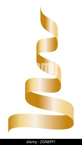 Gold colorful curved ribbon on white background. Vector Illustration ...
