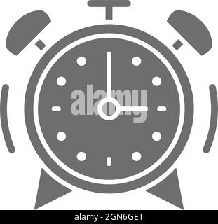 Alarm clock grey icon. Isolated on white background Stock Vector