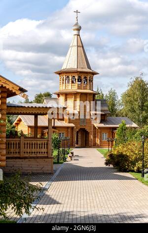 MOSCOW REGION, RUSSIA - September 18, 2021: wooden temple of the ascension near the village of Buzaevo, on Rublevo-Uspenskoye Highway in the Odintsovo Stock Photo