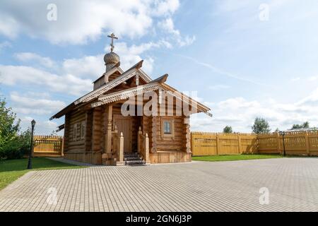 MOSCOW REGION, RUSSIA - September 18, 2021: wooden temple of the ascension near the village of Buzaevo, on Rublevo-Uspenskoye Highway in the Odintsovo Stock Photo