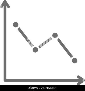 Down graph, analyzing chart patterns grey icon. Stock Vector