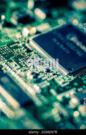 Computer circuit board in detail Stock Photo