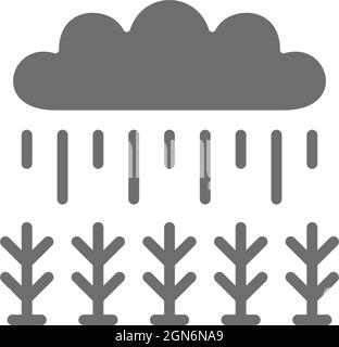 Field under rain grey icon. Isolated on white background Stock Vector