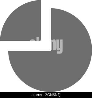 Pie chart with segment grey icon. Isolated on white background Stock Vector
