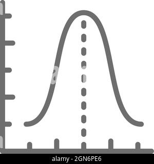 Gauss histogram function graph, parabola grey icon. Stock Vector