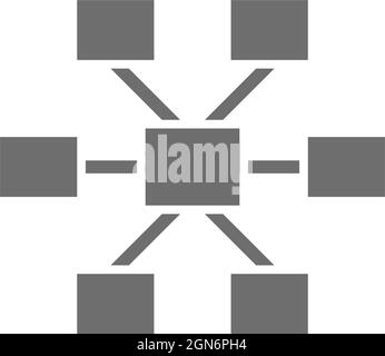 Connections, hierarchy grey icon. Isolated on white background Stock Vector