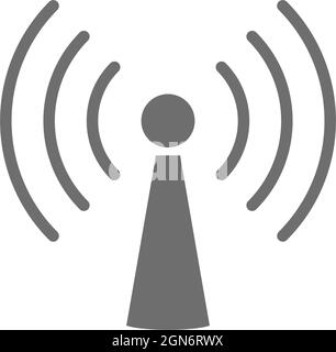Wifi tower, antenna grey icon. Isolated on white background Stock Vector