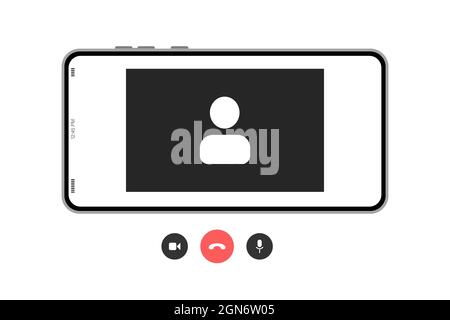 Video Call Template on Phone Screen. Concept of webinar Stock Vector