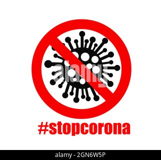 Stop corona symbol isolated on white background, stop covid sign Stock Vector