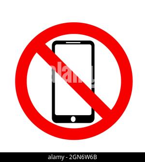 Smartphone not allowed sign isolated on white background, phone ban sign Stock Vector
