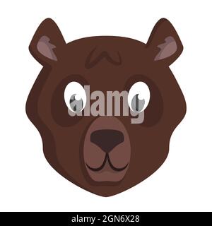 Bear face front view. Animal head in cartoon style. Stock Vector
