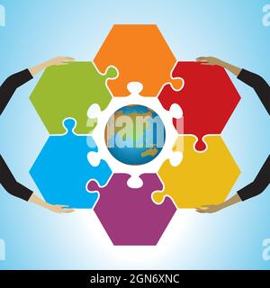 Cooperation for a sustainable world. Vector illustration. EPS10. Stock Vector