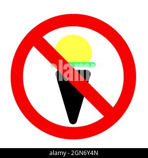 No ice cream icon, sugar not allowed vector symbol, healthy food, eps 10 Stock Vector