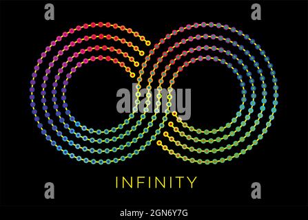 Infinity, eternity symbol with colorful dots. Vector illustration. EPS10. Stock Vector