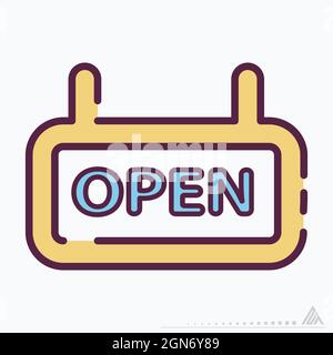 Icon Open - Line Cut Style - Simple illustration, Editable stroke, Design template vector, Good for prints, posters, advertisements, announcements, in Stock Vector
