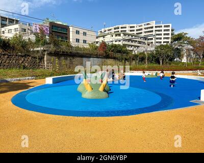Tokyo, Japan - 18 November 2019: Local children's playground with Hippo in Tokyo, Japan Stock Photo
