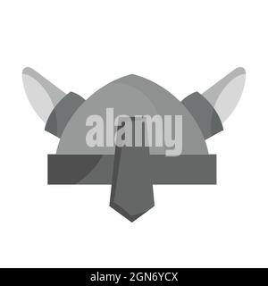 Viking helmet front view. Scandinavian armor in cartoon style. Stock Vector