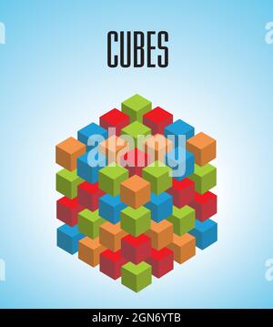 Colorful three dimensional cubes. Vector illustration. EPS10. Stock Vector