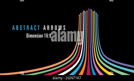 Colorful intertwined arrows. Dimension 16:9. Vector illustration. EPS10. Stock Vector