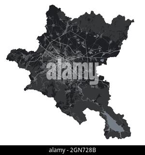Sofia city plan, detailed vector map detailed plan of the city, rivers ...
