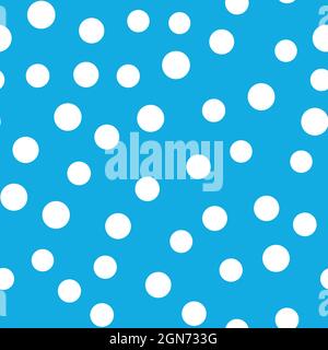 Snowy seamless patern. White dot snowflakes on blue background. Snow and Christmas theme. Abstract backround. Stock Vector