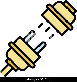 Plug male female icon. Outline plug male female vector icon color flat isolated Stock Vector