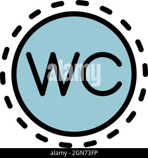 Round wc sign icon. Outline round wc sign vector icon color flat isolated Stock Vector