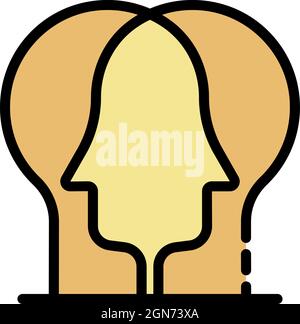 Two heads icon. Outline two heads vector icon color flat isolated Stock Vector