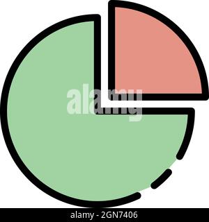 Circle and quarter icon. Outline circle and quarter vector icon color flat isolated Stock Vector