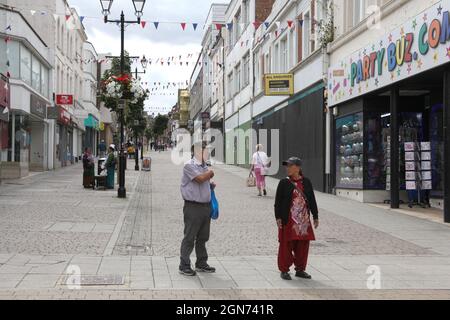 The main shopping precinct in Aldershot, Hampshire, UK taken July 17th 2018 Stock Photo