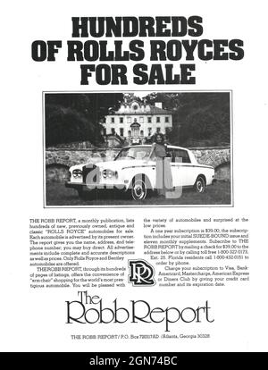 The Robb Report Rolls Royces for sale vintage paper advertisement advert ad 1970s 1980s Stock Photo