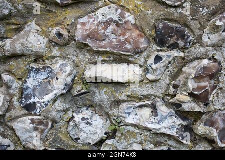 An ancient stone wall, part of Wolvesey Castle in Winchester in the UK Stock Photo