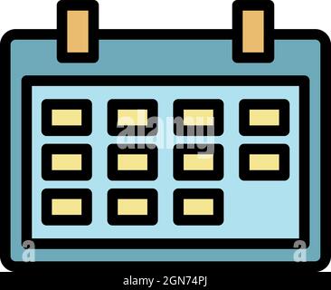 Production calendar icon. Outline production calendar vector icon color flat isolated Stock Vector