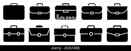 Set of briefcase vector icons. Vector illustration isolated on white background Stock Vector