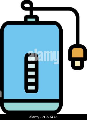 Power bank icon. Outline power bank vector icon color flat isolated Stock Vector