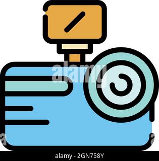 Backlit camera icon. Outline backlit camera vector icon color flat isolated Stock Vector
