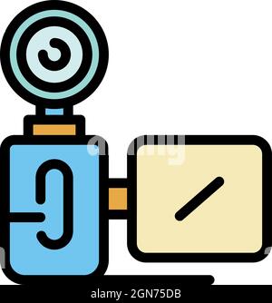 Backlit vertical camera icon. Outline backlit vertical camera vector icon color flat isolated Stock Vector
