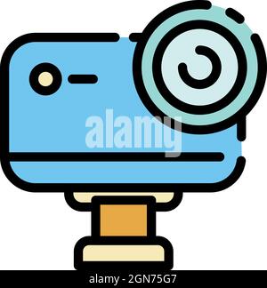 Car cam icon. Outline car cam vector icon color flat isolated Stock Vector