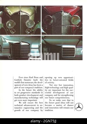 Vintage advertisement of MERCEDES cars old car 1970s 1980s Stock Photo