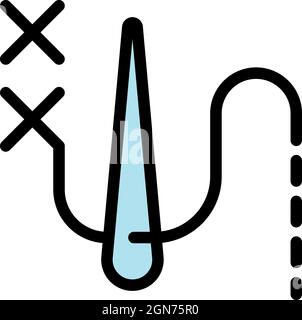 Cross stitch icon. Outline cross stitch vector icon color flat isolated Stock Vector