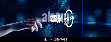 Scrum agile software development project management methodology business technology concept. Stock Photo