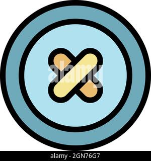 Button sewn icon. Outline button sewn vector icon color flat isolated Stock Vector