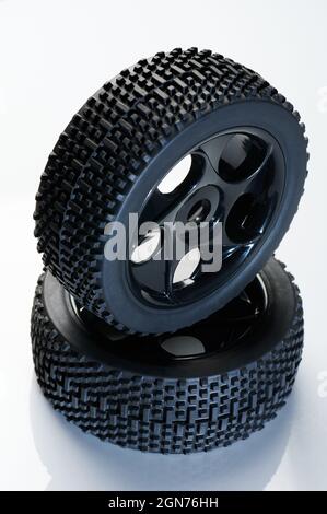 New offroad rc car tire isolated on white studio background Stock Photo