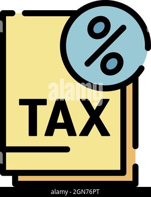 Tax percent icon. Outline tax percent vector icon color flat isolated Stock Vector