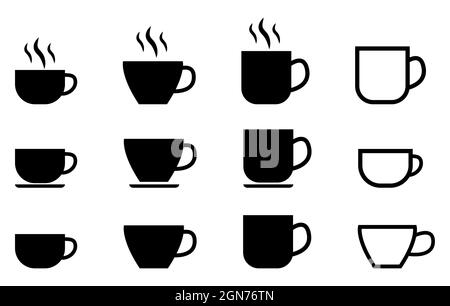Set of coffee cup icons. Vector illustration isolated on white background Stock Vector