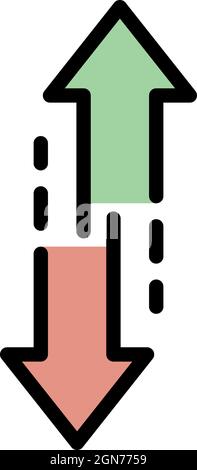 Up arrow down icon. Outline up arrow down vector icon color flat isolated Stock Vector